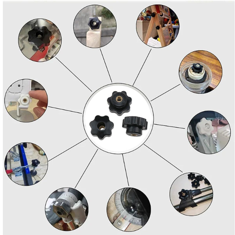 [Australia - AusPower] - M6 X 32 mm Knob Nut Female Thread Star Knob Clamping Nut Plastic Knobs T Track Knobs Black 8 PCS 