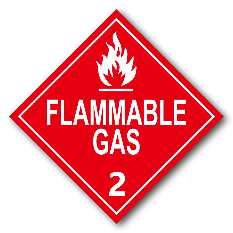 Flammable Gas Placard, Division 2.1, 27 Pack - 10.75" x 10.75"Removable Self-Adhesive Vinyl, DOT Compliant for Short-Term Hazmat Shipping