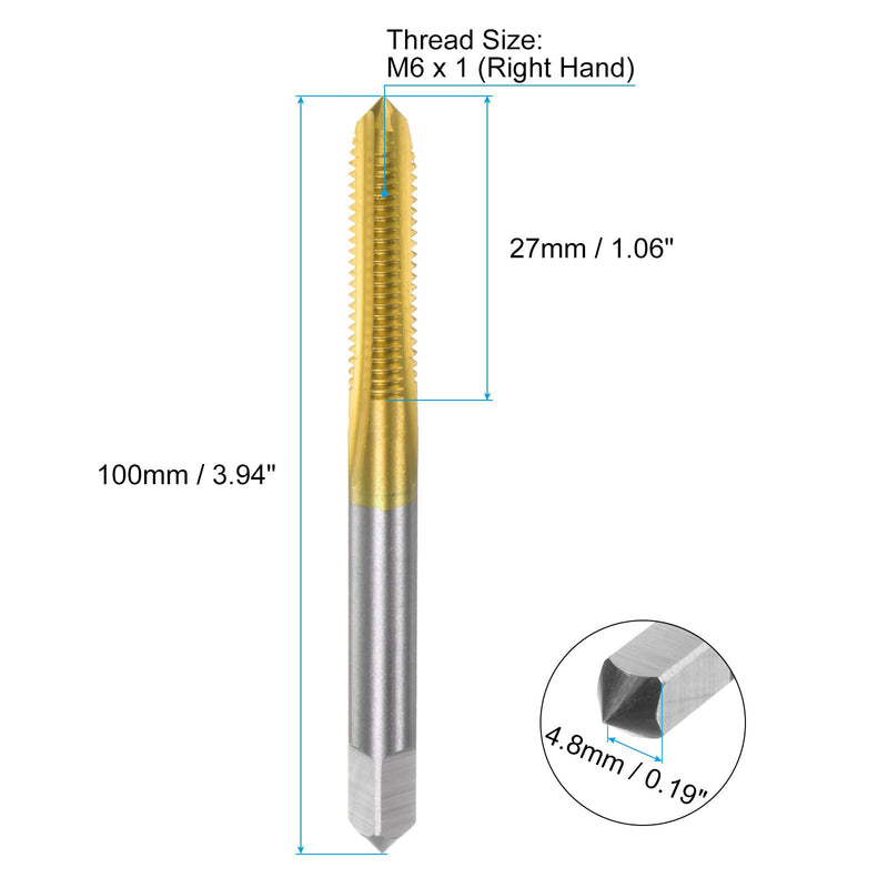 [Australia - AusPower] - QUARKZMAN Metric Tap M6 x 1 H2 100mm Extra Long Titanium Coated High Speed Steel 6542 Straight Groove Thread Cutting Machine Thread Cutting Repair Tool M6 x 1 x 100mm 