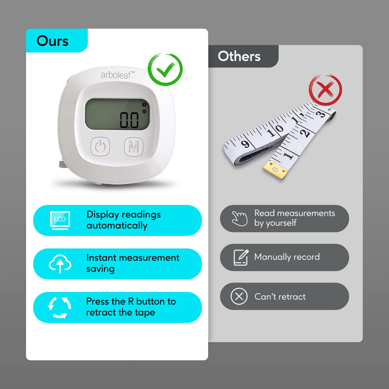 [Australia - AusPower] - arboleaf Digital Body Measuring Tape, 60in Body Tape Measure, Bluetooth Measuring Tape for Body Measurements, Body Fat Measurement Device for Weight Loss, Locking, Retractable 
