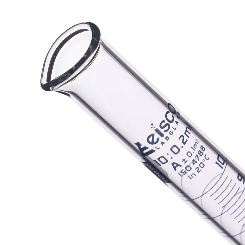 Graduated Cylinder, 10ml - Class A Tolerance ±0.10ml - Hexagonal Base - Blue Graduations - Borosilicate 3.3 Glass - Eisco Labs (Pack of 4) 10mL (Pack of 4)