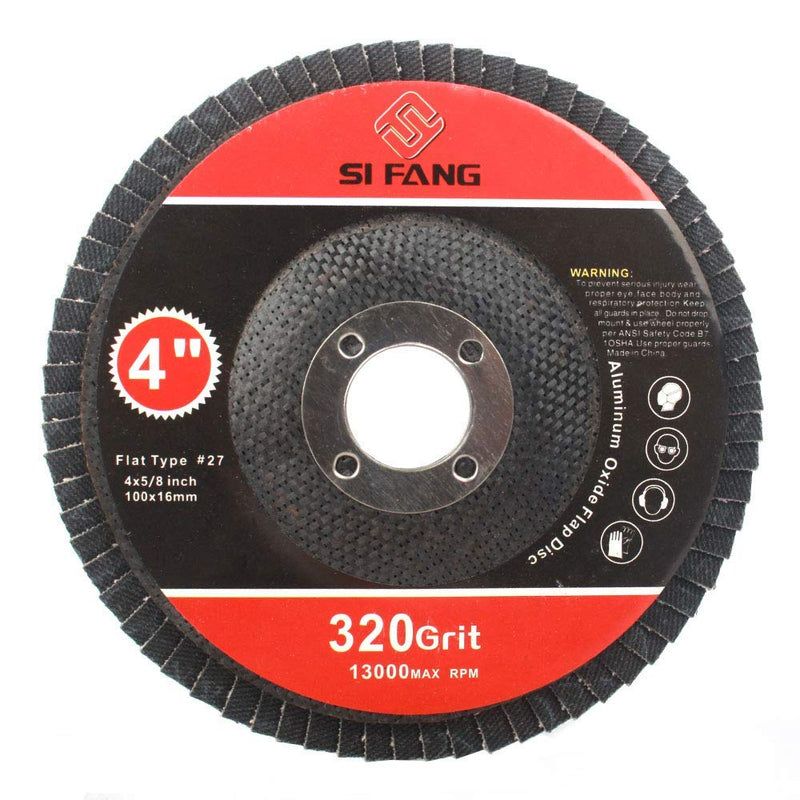 [Australia - AusPower] - 320 Grit Flap Discs 4" x 5/8 Inch Aluminum Oxide 10 Pack Angle Grinder Attachment Sanding Disc Blending Grinding Finishing 320 Grit 