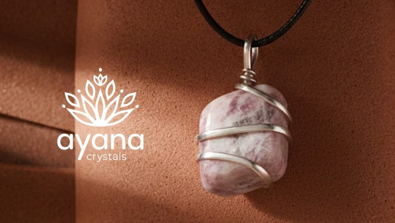 AYANA Lepidolite Crystal Necklace – Handmade Ethically Sourced Gemstone Pendant for Women, Libra Zodiac, September Birthstone, Heart & Crown Chakra Alignment