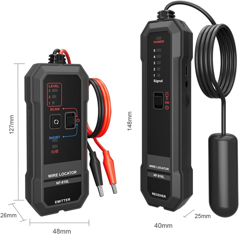 [Australia - AusPower] - Underground Wire Locator, Underground Cable Locator for Pet Fence Buried Sprinkler Valve, Cable Tester for Locating Irrigation Tone Generator Kit, Electrical Underground Wire Tracer 