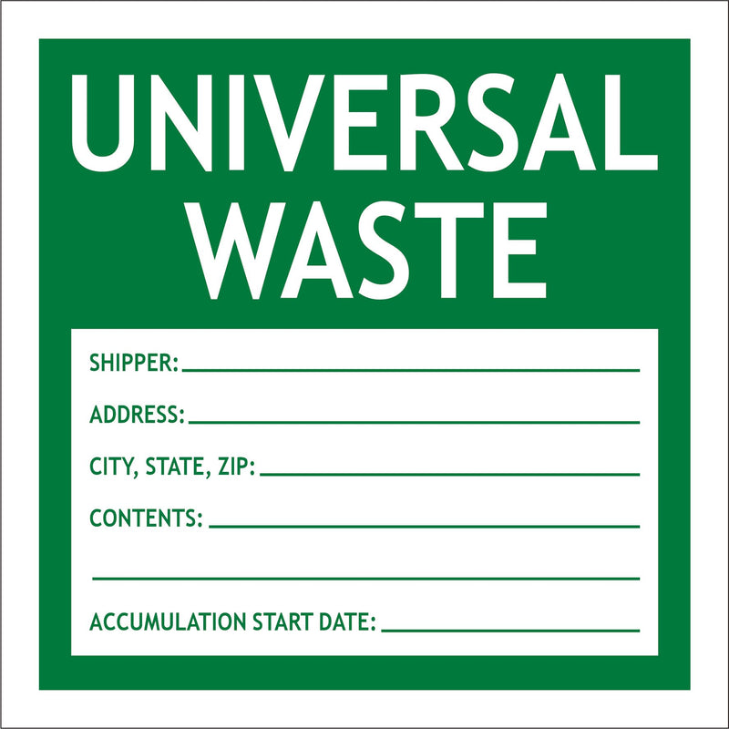Hazardous Waste Label Universal Waste 6"x6" Adhesive-Poly Vinyl Warning Stickers Self Adhesive White/Black/Purple Tag 30 Pack