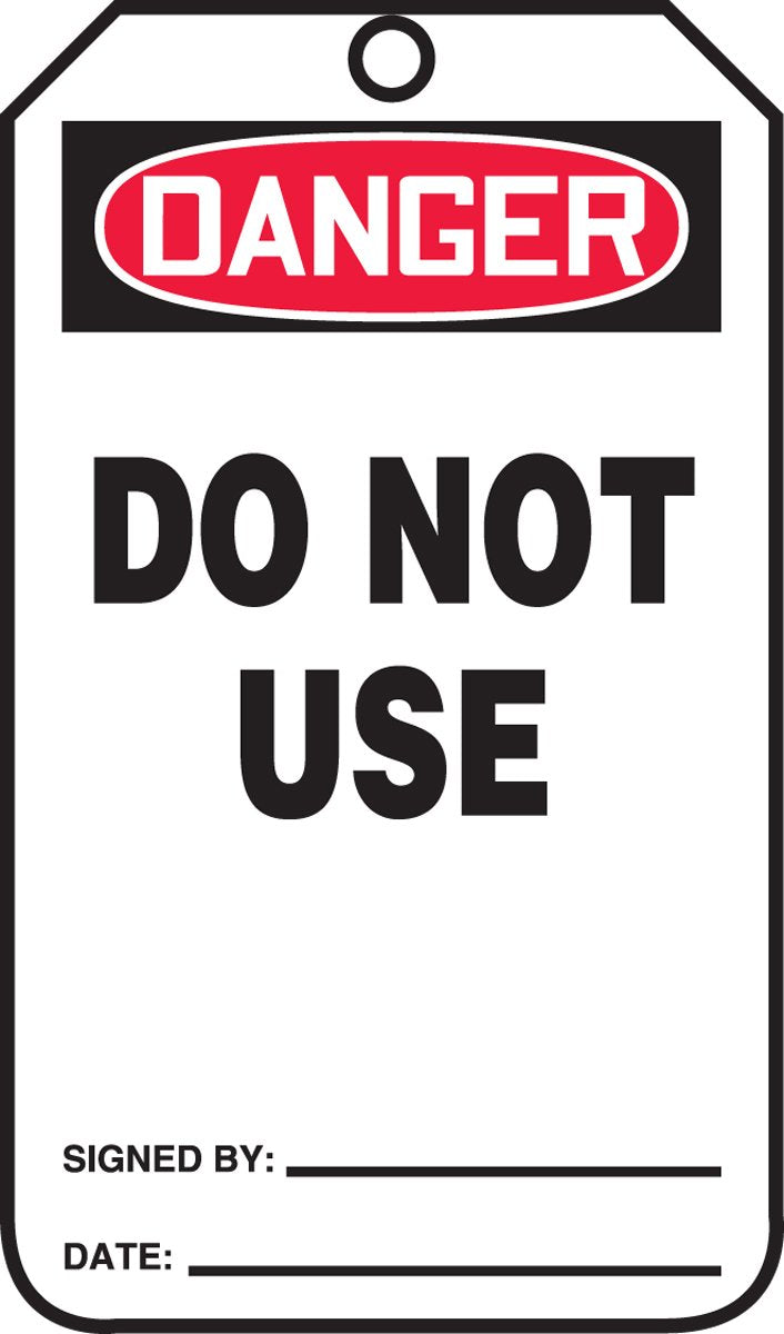 Accuform Signs MDT106CTP Safety Tag, Legend "Danger DO NOT USE", 5.75" Length x 3.25" Width x 0.010" Thickness, PF-Cardstock, Red/Black on White (Pack of 25)