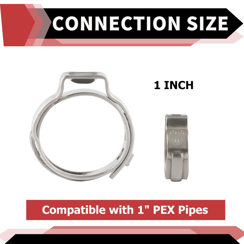 (Pack of 50) EFIELD 1-inch Stainless Steel Pex Cinch Clamp Rings for Pex Tubing Pipes, (CLAMP013-60P) Pack of 50