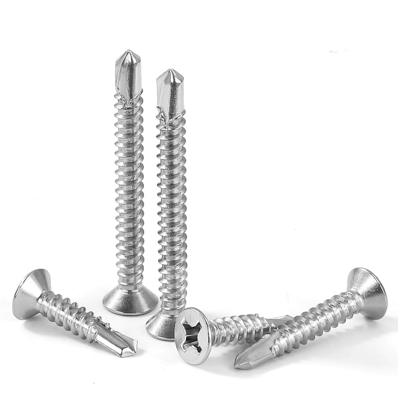 [Australia - AusPower] - #6 x 1/2" Flat Head Self Drilling Screws Sheet Metal Screws, 410 Stainless Steel, 100 PCS #6 x 1/2" 