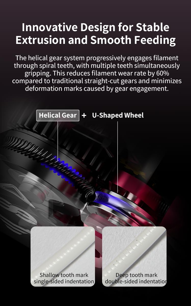 Phaetus DXC Extruder Upgrade for Creality K1 / K1 Max / K1C, Dual Gear Direct Drive Extruder, Helical Gear Filament Feeder, High Speed Stable Extrusion, 3D Printer Extruder Replacement Kit