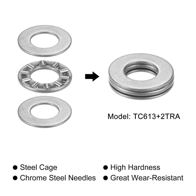 [Australia - AusPower] - uxcell TC613 Thrust Needle Roller Bearings with Washers 3/8" Bore 13/16" OD 5/64" Thickness 10pcs 3/8" x 13/16" x 5/64" 10 