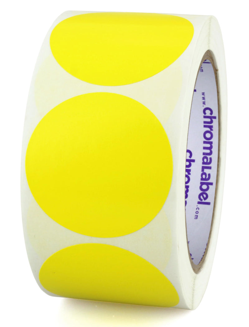 ChromaLabel 2 Inch Round Label Removable Color Code Dot Stickers, Inventory Label, 500 Labels per Roll, Yellow 2"