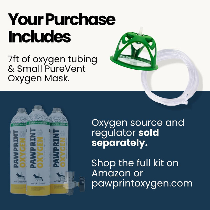 PureVent Pet Oxygen Mask - Dogs, Cats, and Other Pets - with 6 Feet of Oxygen Tubing - Used by Veterinarians… Small - for Cats, Kittens, & Puppies