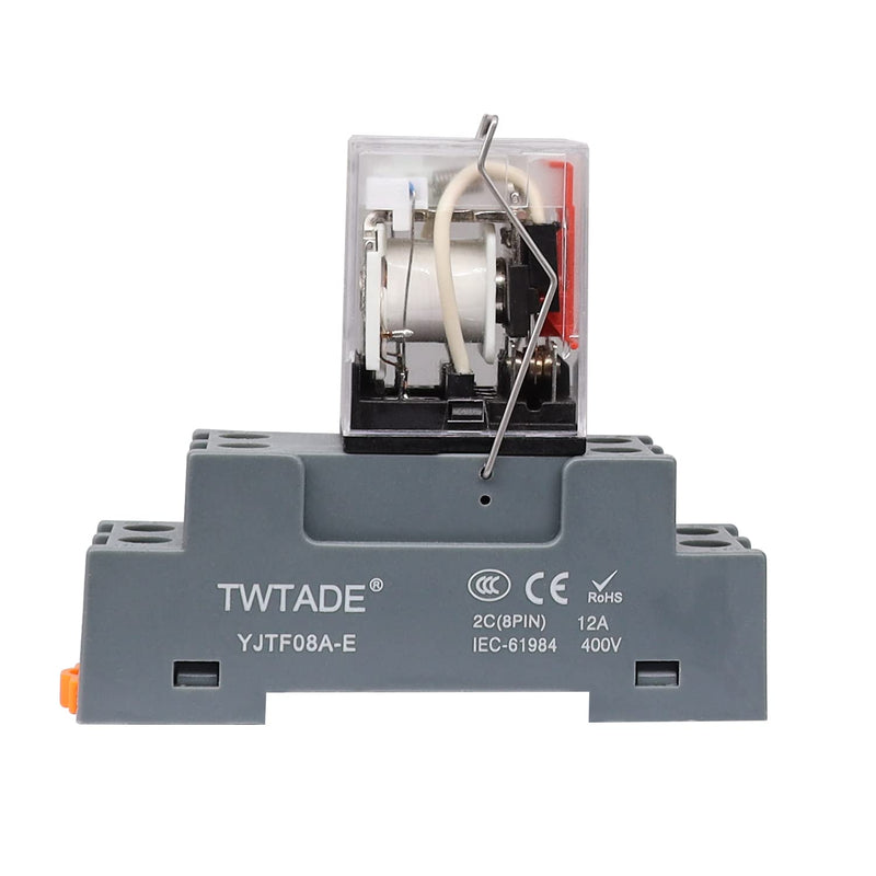 [Australia - AusPower] - TWTADE/AC 24V Relay 10A Electromagnetic Power Coil Relay 8 Pins DPDT 2NO+2NC with Indicator Light and Socket Base -YJ2N-LY AC 24V 8 PIN-10A 