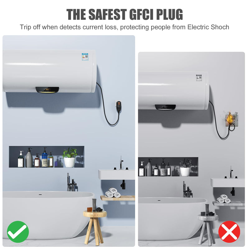 [Australia - AusPower] - GFCI Plug Replacement Auto Reset 15 Amp 3 Prongs, Waterproof, Ground Fault Circuit Interrupter Safety Plug for Air Conditioner, Hot Tub,Ovens,Pumping,Weeder,1 Pcs 1 