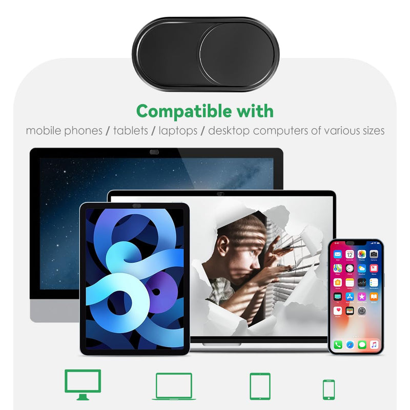 [Australia - AusPower] - Webcam Cover Slide[2-Pack], 0.023 Inch Ultra-Thin Metal Web Camera Cover for Macbook Pro, iMac, Laptop, PC, iPad Pro, iPhone 8/7/6 Plus, Protect Your Visual Privacy [Black] Black-2 Pcs 