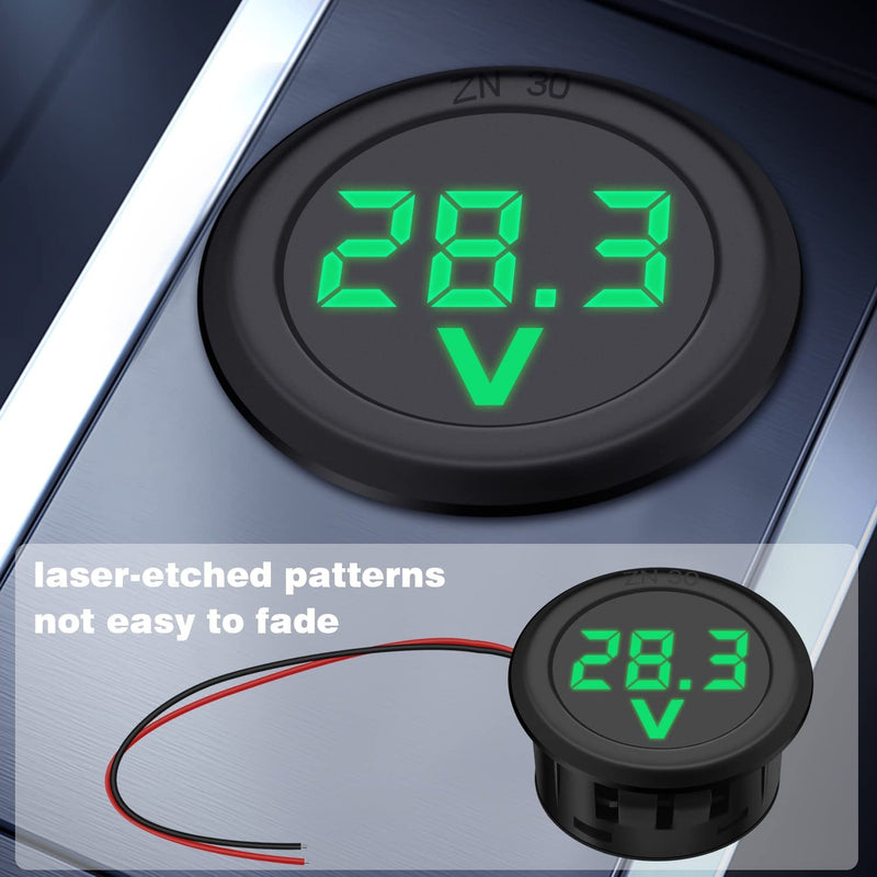 [Australia - AusPower] - GTIWUNG 6 Pieces Digital Voltmeter DC 4-100 V, Wires Voltmeter 3-Digit LED Display, Voltage Display for Car/Motorcycle/Truck/Boat (Red & Blue & Green) 6 pieces digital voltmeter DC 4-100 V, multi-coloured 