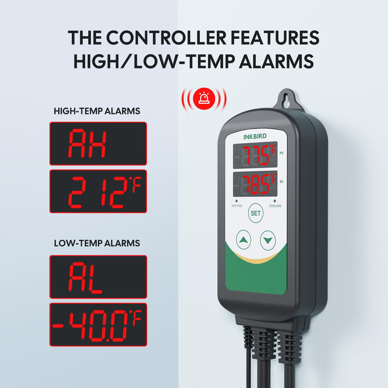 [Australia - AusPower] - Inkbird 2025 Updated Temperature Controller, Reptile Thermostat ITC-308 Digital Heating and Cooling Temp Controller for Attic Fan, Carboy, Freezer, Grow Tent 