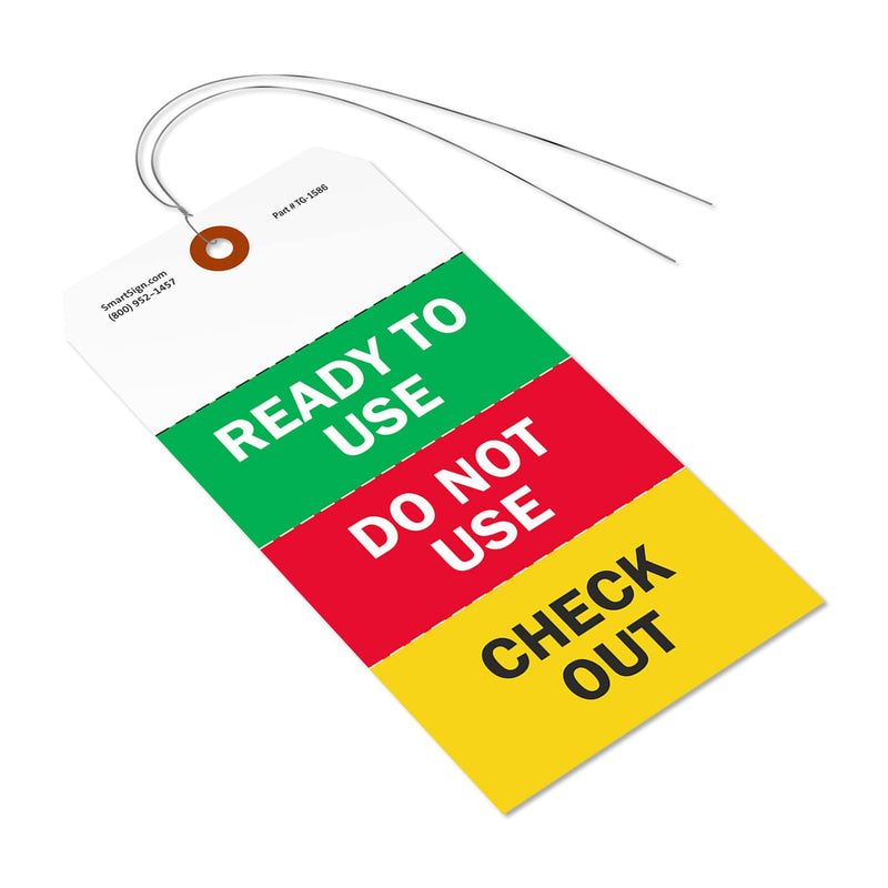 SmartSign Ready to Use Two-Sided Tags with Tear-Off Stubs and Wires - Pack of 100 | 6.25" x 3.125" Polylith Plastic, 10 mil