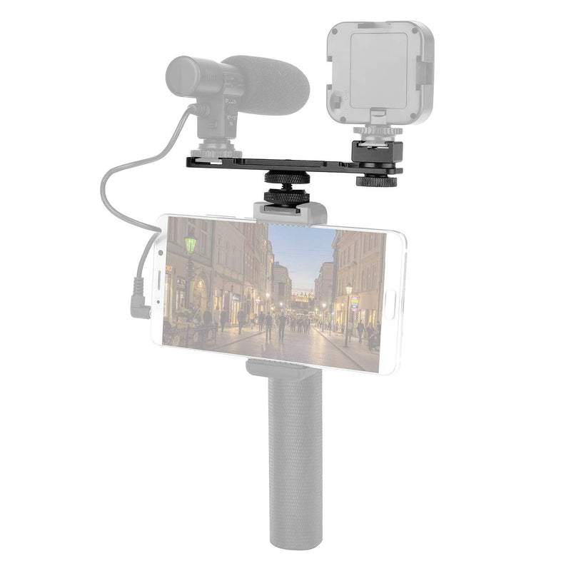 [Australia - AusPower] - ChromLives Hot Shoe Extension Bar Mount, Cold Shoe Extension Flash Bracket, Dual Straight Mount Flash Bracket Compatible with Nikon Canon Sony Olympus DSLR Camera Camcorder DV Camera flash bracket 