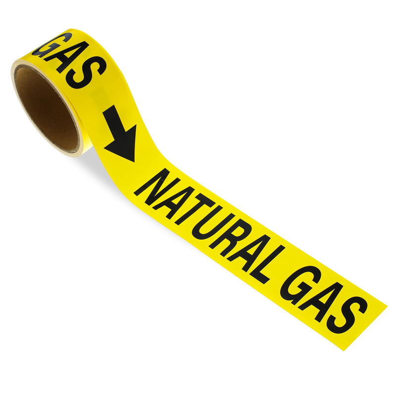 25 Pcs Natural Gas Pipe Markers 1" x 8" Self Adhesive Safety Stickers Gas Pipe Labels with Directional Arrows for Pipefitter Pipes Lines Inspections Regulators Heaters 1" X 8" 25