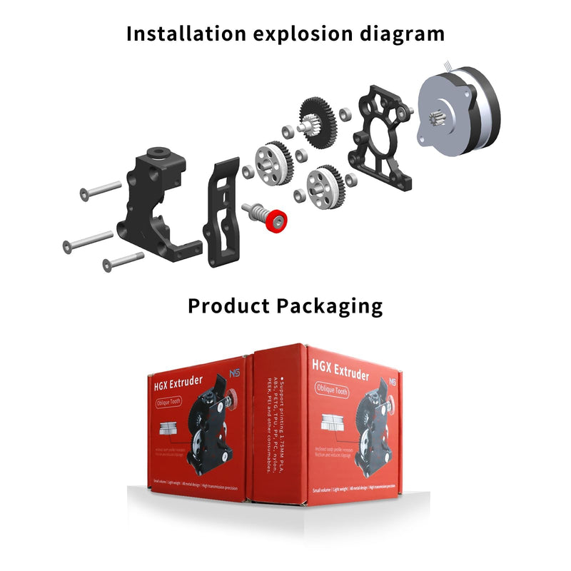 3D Printer Extruder Helical Tooth Large Gear POM Drive,Ender 3 v2 Extruder Gear Camouflage All Metals Parts Wear-Resistant Drive Wheel, Compatible with Ender 3/Pro/V2 3D Printer-with Motor