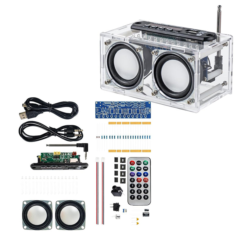 Electronic Soldering Kit Radio Mini Amplifier 87.5-108MHz DIY Kit Amplifier Bluetooth Speaker with Spectrum Soldering Exercises Loose Parts