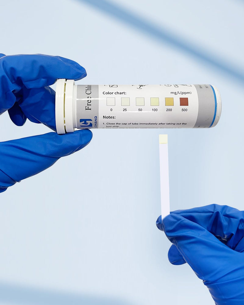 [Australia - AusPower] - 0-500 ppm Chlorine Test Strips for Restaurant Sanitizer Test Kit, 100 Strips per Vial, Bleach Test Strips, Testing Kit for Food Service, Bars, Hotels, Kitchen Supplies, Food Trucks, Daycare, Factory 0-500PPM 