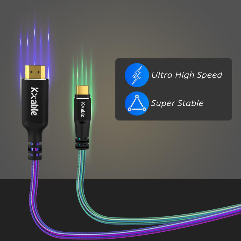 8K USB C to HDMI 2.1 Cable 20FT, (8K@60Hz,4K@120Hz, HDR), Braided Cord, Thunderbolt 3/4 Compatible, for iPhone 15 Series, MacBook Pro/Air, iPad Pro, Galaxy S23, Surface, Dell, HP, with 2 HDMI Adapters