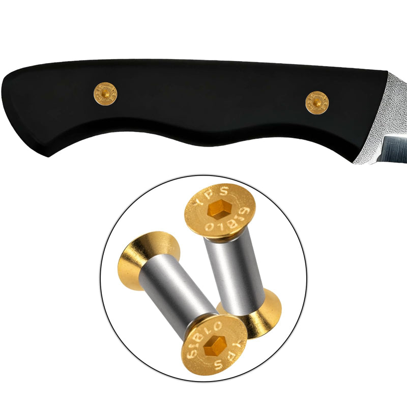 [Australia - AusPower] - 20-Pack Gold Hex Flat Head Knife Fasteners | M4 Alloy Steel Screws & Rivets Compatible with Blade Repair 