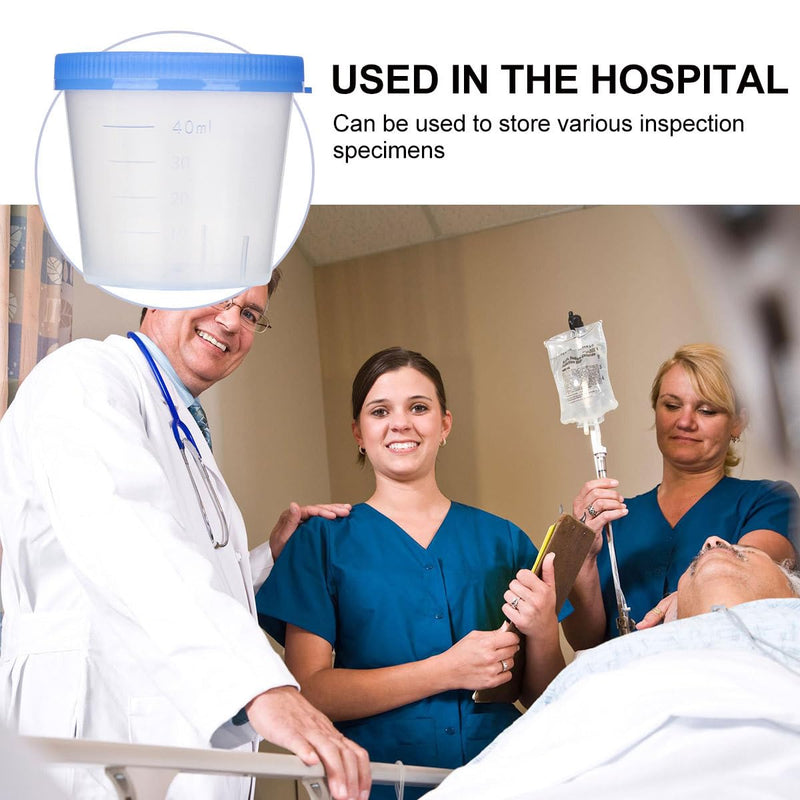 [Australia - AusPower] - EXCEART 50pcs Sterile Specimen Cups Specimen Collection Cups Urine Cups Pregnancy Test Cups Sample Containers with Lid for Laboratory 40ml Random Color 