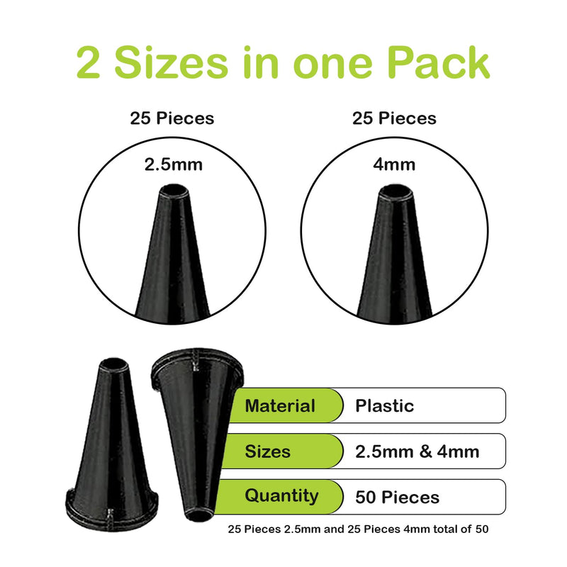 [Australia - AusPower] - CynaMed Disposable Otoscope Covers (50-Pack) – Plastic Specula Tips, 2.5mm & 4mm Speculum for Otoscope 