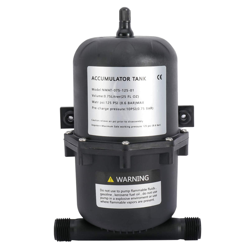 YaeMarine 0.75L 125 PSI Pre-Pressurized Accumulator Tank Pressure Storage Vessel Hold Water Under Pressure Water Pump Flow Control Internal Bladder 25oz for Boat,Marine, RV,Caravan