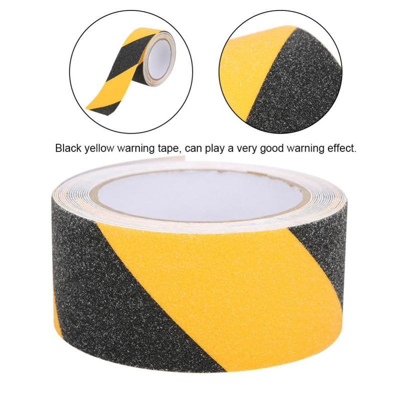 Black Yellow Anti Slip Tape 50mm x 5m - PVC Safety Grip Floor Warning Tape for Industrial Equipment and Stair Ramps Outdoor Use