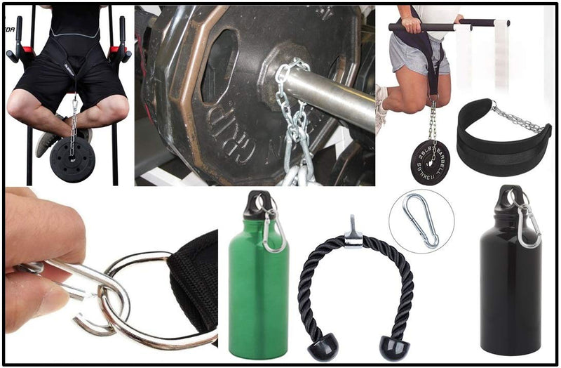 [Australia - AusPower] - Black & Silver Heavy Duty Bushcraft Locking Thumb Screw Closure Zinc-Galvanized Steel Carabiner Spring Snap Clip Link Hooks 200-400lb Load. 6 & 12 Packs 5cm 6-Pack Black 