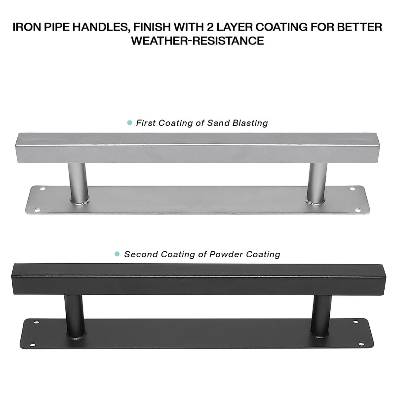 12'' Iron Classic Square Pipe Sliding Door Handles Black Pack of 2 - Outdoor Metal Gate Handles for Garage, Fence, Sheds, Farmhouse, Barn Door, Furniture Closet Drawer Door Pulls