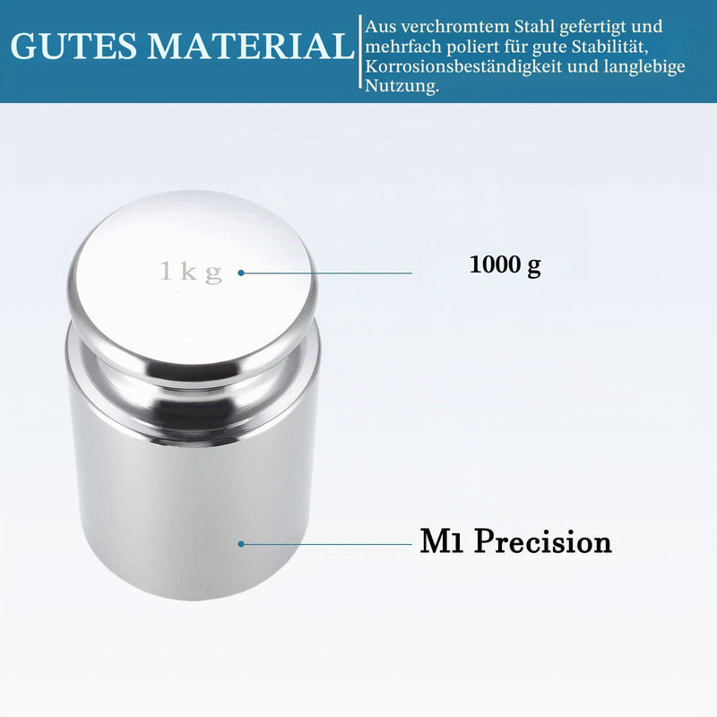 QUARKZMAN 1 kg calibration weight x 1 piece. Chrome-plated steel gram weight for digital jewelry scales and balance test, [M1 precision]
