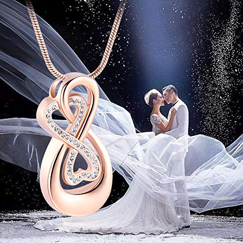 Infinity Love Urn Pendant Stainless Steel Snake Chain Cremation Jewelry for Ashes for Woman Free Filling Tools Include