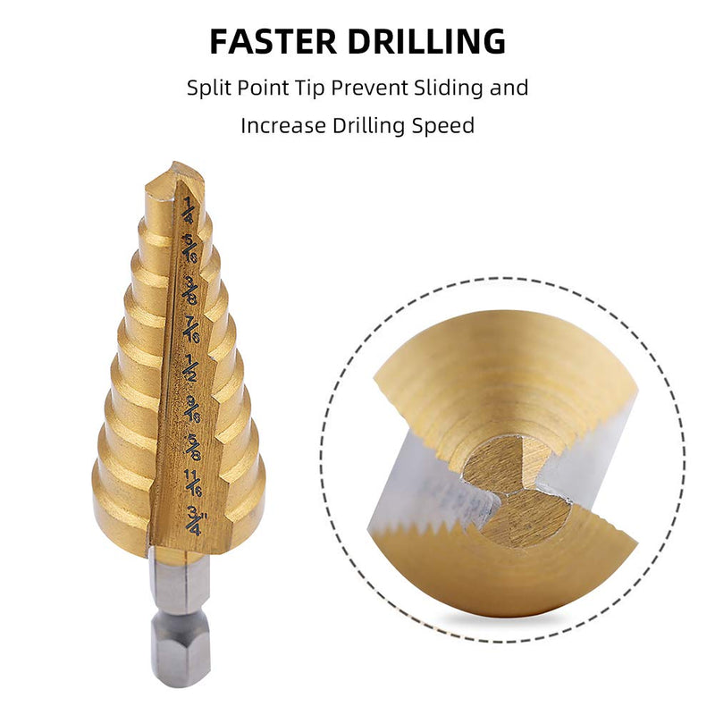[Australia - AusPower] - Aleric Step Drill Bit Set - Titanium Coated, High Speed Steel Drill Cone Bits for Sheet Metal Hole Drilling Cutting, Multi Size Hole Stepped Up Unibit for DIY Lovers,3pcs 