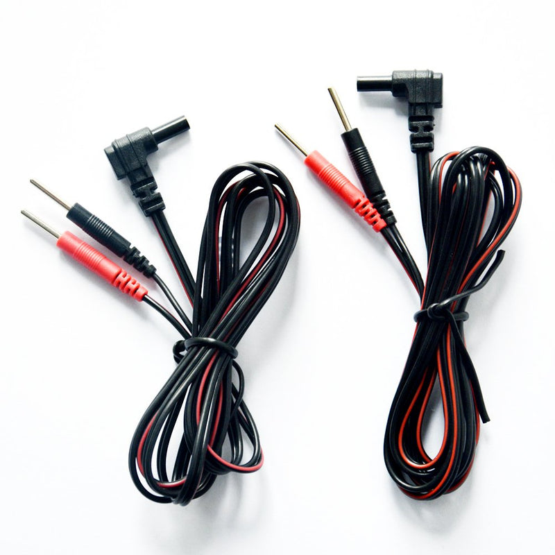 2 x 120 cm TENS Electrode Lead Wires Jack Plug Pin Connector Pack, Flexible Cable for TENS EMS Massage Devices, Replacement Connection Cable for Electrotherapy Instruments