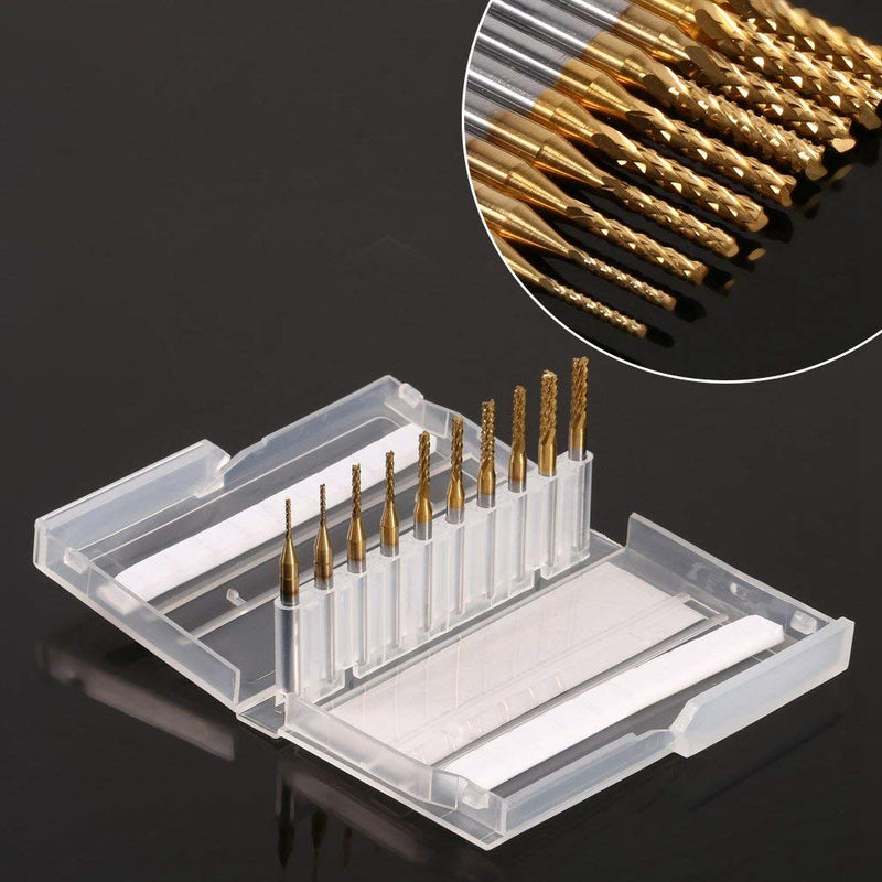 [Australia - AusPower] - 10 Pieces Milling Cutter 1.0-3.0 mm Titanium Coated End Mill Carbide CNC Cutting Inserts Tools 