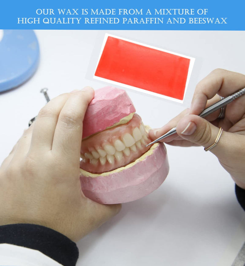 [Australia - AusPower] - Dental Base Plate Wax 18 PCS, Denture Red Utility Bite Casting Sheets for Orthodontic Modeling Filling Laboratory Supply 
