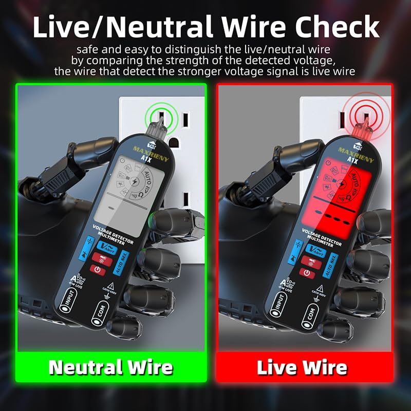[Australia - AusPower] - Digital Multimeter Rechargeable Electrical Tester NCV with Audible and Visual Alarms Auto-Ranging Measures AC/DC Voltage Capacitance Resistance Continuity Capacitance Diode Live Check Tester 