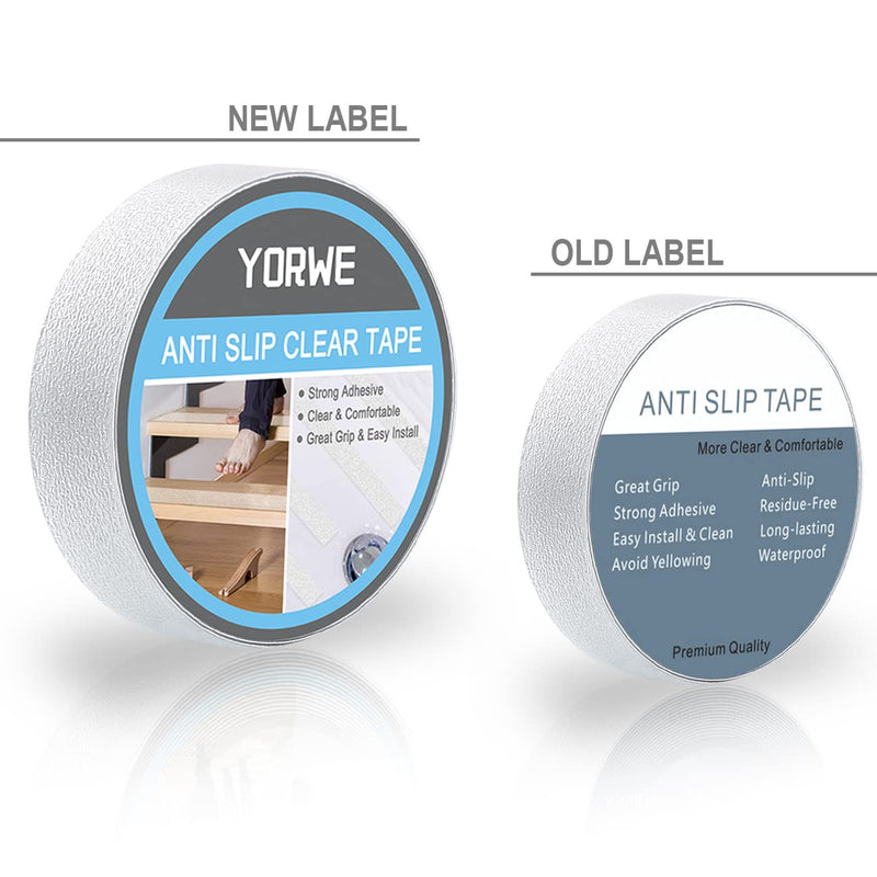 Yorwe Anti Slip Tape Transparent, More Clear and Comfortable Safety Track Tape (1" Width x 190" Long, Clear) 1" Width x 190" Long
