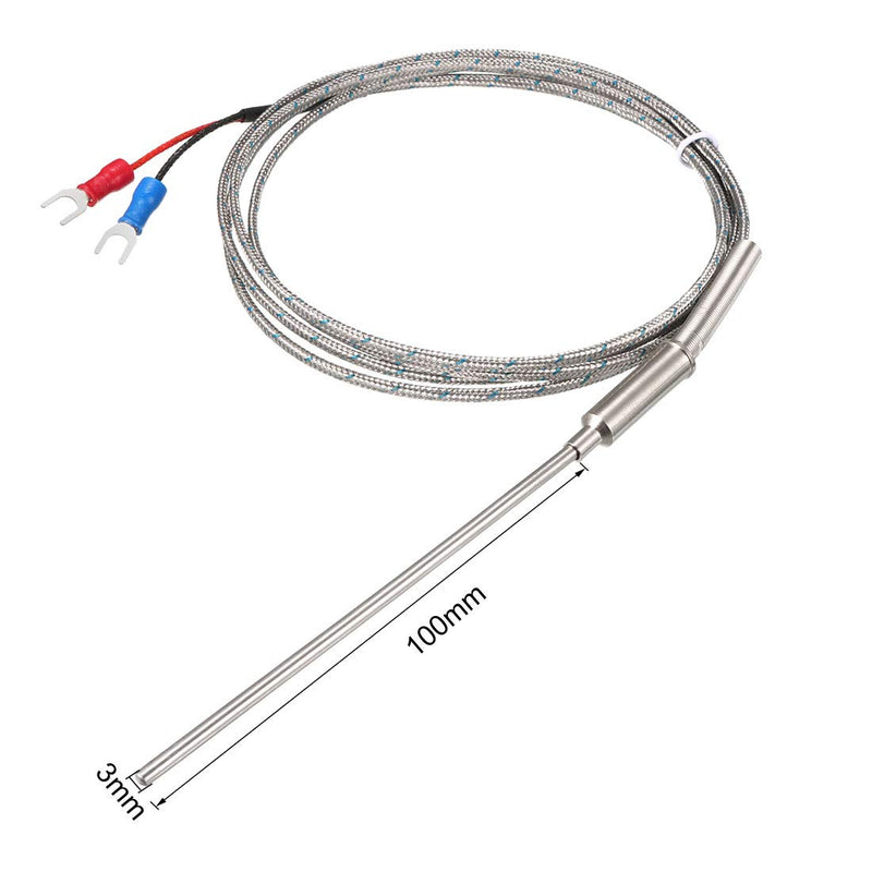 [Australia - AusPower] - uxcell K Type Thermocouple 3mmx100mm Temperature Sensor Probe with 1.5M Cable 32-1472F/0-800C 
