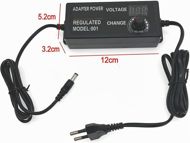 JZK Voltage Adjustable Power Supply DC 3-12V 5A with Digital Display, 60W Max 100-240V AC to DC 3V 4V 4.5V 5V 6V 7V 8V 9V 10V 12V Universal Power Supply Transformer Converter