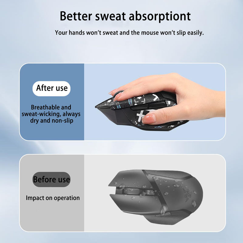 NOUKAJU Mouse Grip Tape Full Coverage for Keychron M3（M3-A1） Wireless Mouse, Mouse Anti Slip Grip Tape,Self-Adhesive PreCut Sweat-Resistant Professional Mice Upgrade Kit(Black&Gold)