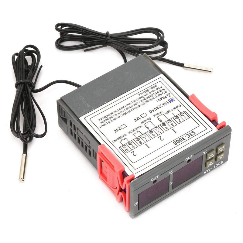 [Australia - AusPower] - STC-3008 Dual Display Dual NTC Probe Sensor Digital Temperature Thermostat Controller(110-220V) 