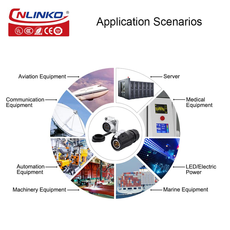 [Australia - AusPower] - CNLINKO LP20 Series Waterproof Connector, IP68 Power Connector 4pin 20A 500V M20 LED Connector, UL CE Rohs Approved (4 pin) 4 PIN Black/4-Hole Socket 