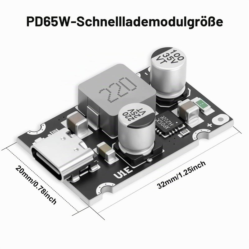PD65W Fast Charging Module, QIQIAZI Fast Charging Module 12V-30V to USB-C PD3.1 QC3.0 with Type-C Port, USB Buck Converter DC-DC Step Down Module for Phone Quick Charging (Pack of 5)