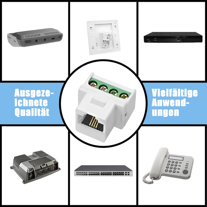 RJ11 CAT3 Keystone Telephone Module RJ11 Female to 4-Pin Screw Term Block Clamp Connector CAT3 Clamp Solderless Adapter Keystone Phone Socket Voice Socket Connector (1) 1